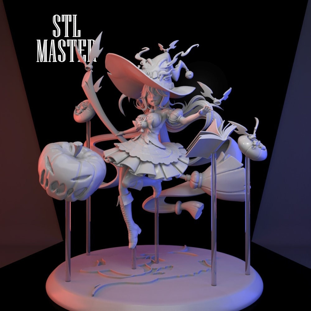 Little Witch Halloween 3D Print STL File for 3D Printing, Instant ...