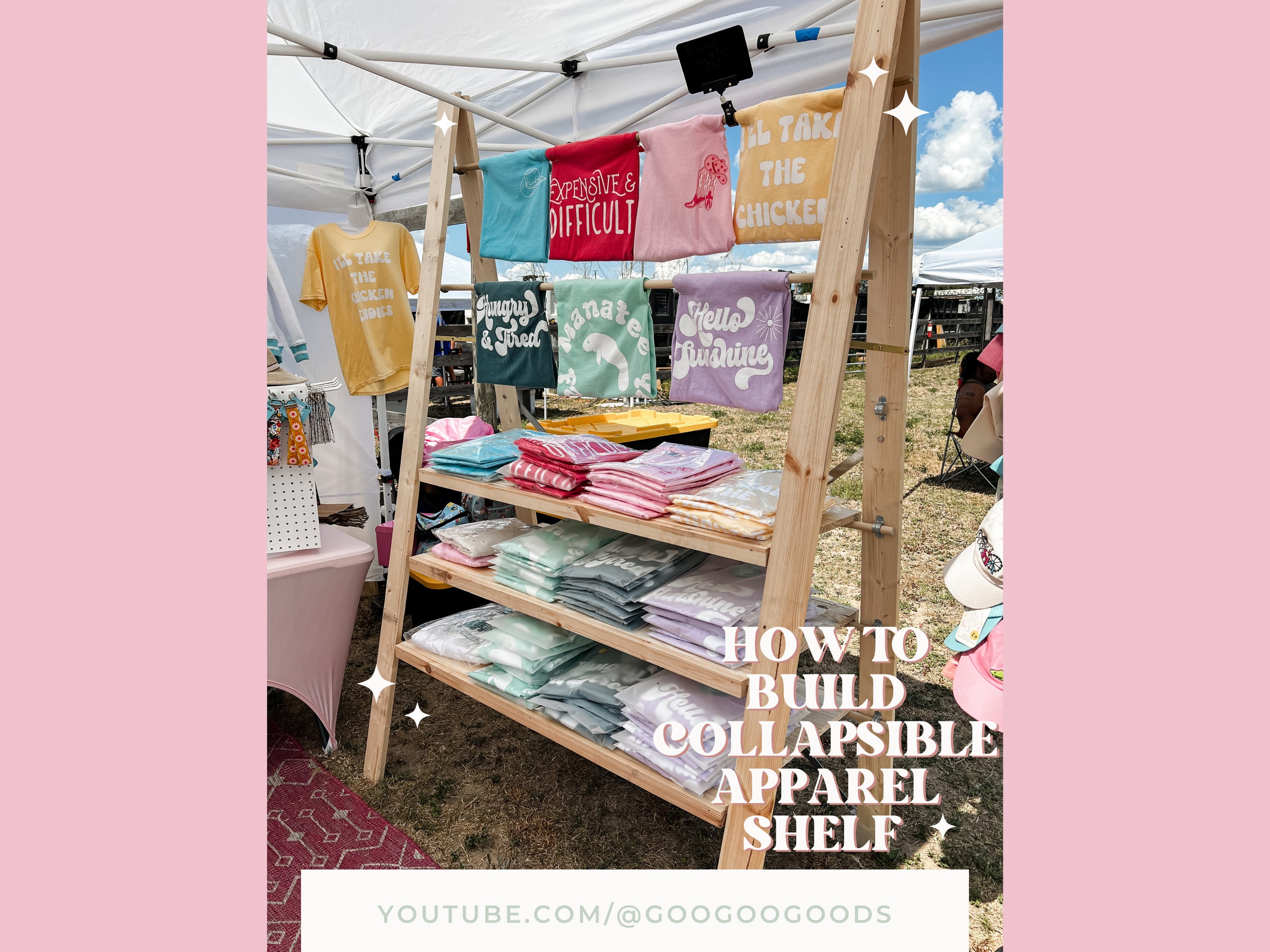 DIY Collapsible Clothing Shelf Plans Craft Fair Shelf Tutorial How to Build Market Folding Shelf Craft Fair Garment Rack Plans Etsy