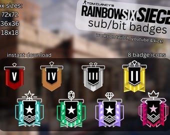 レインボーシックス シージ ランク Twitch/キック サブ/ビット バッジ