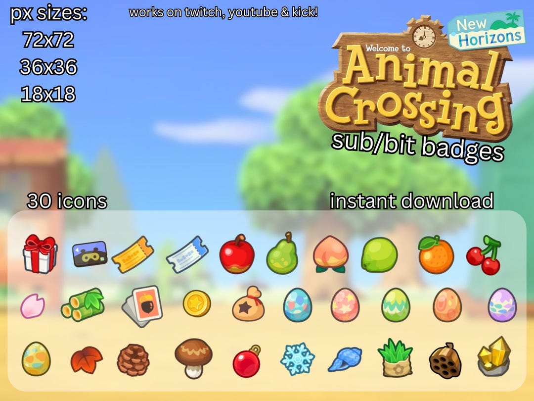 Animal Crossing Sub Badges for Twitch/youtube/kick (digital Download ...