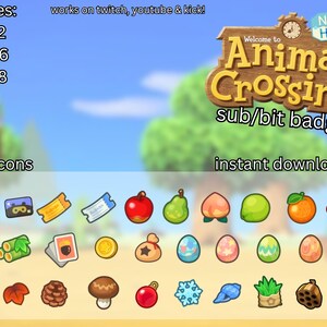 Cute ACNH Sub/Bit Badges for Twitch/Youtube/Kick!
