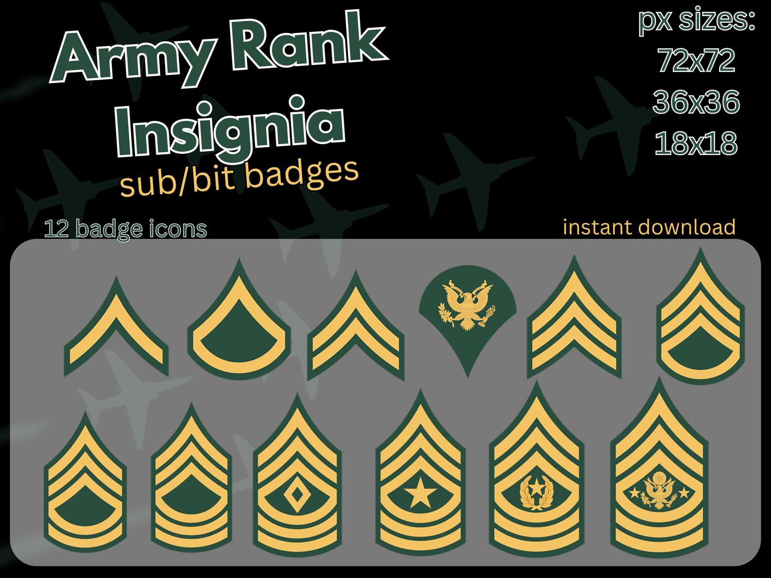 Army Rank Insignia Sub/bit Badges for Twitch/kick - Etsy