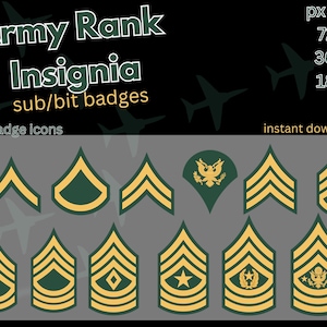 Army Rank Insignia Sub/Bit Badges for Twitch/Kick