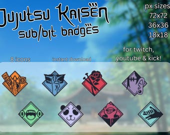 JJK Anime Sub/Bit Badges for Twitch, Youtube & Kick!