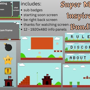 Super Mario Bro's Inspired Twitch/Kick Starter Set