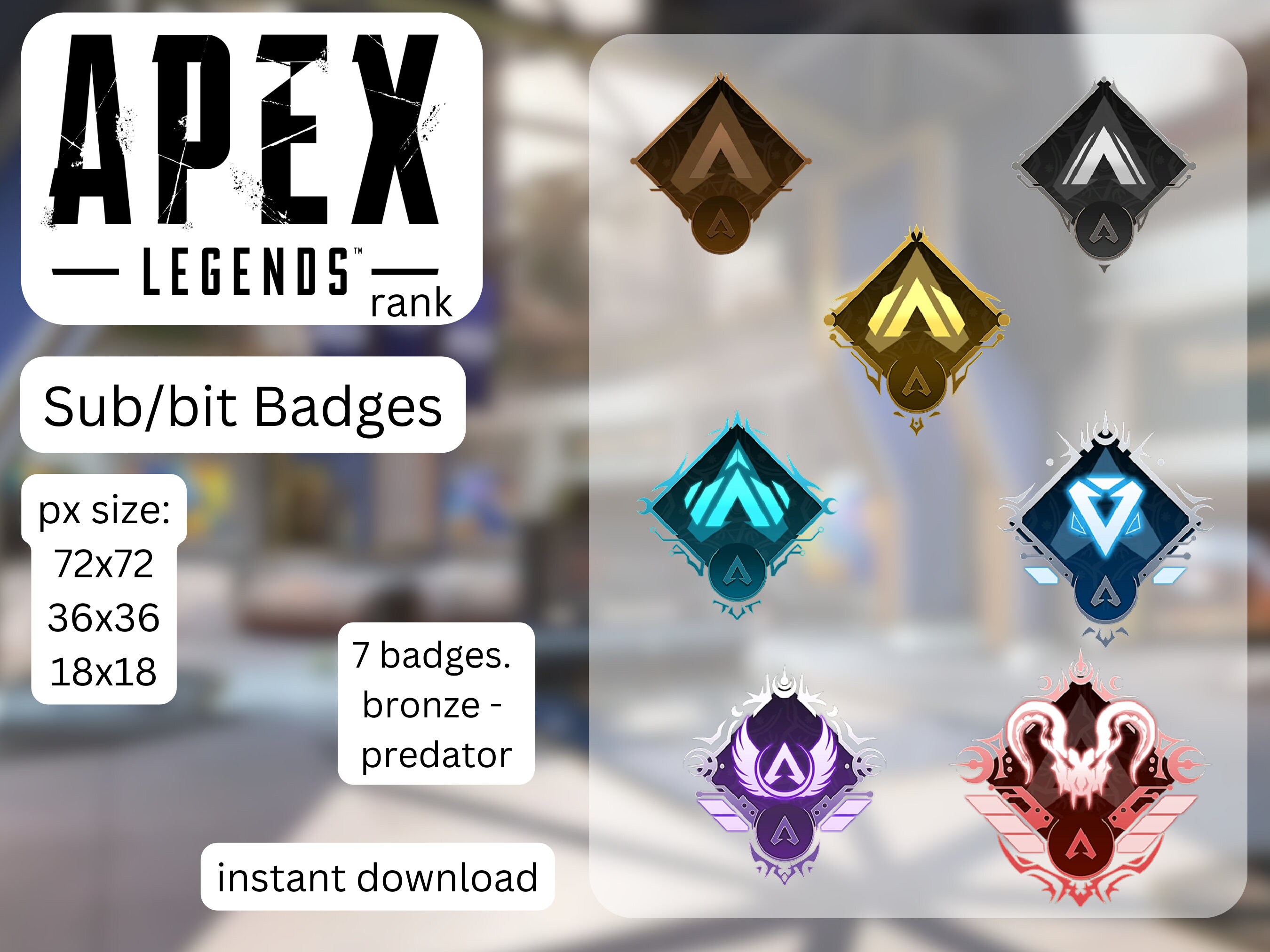 Apex Legends Ranked Sub/bit Badges for Twitch/kick - Etsy