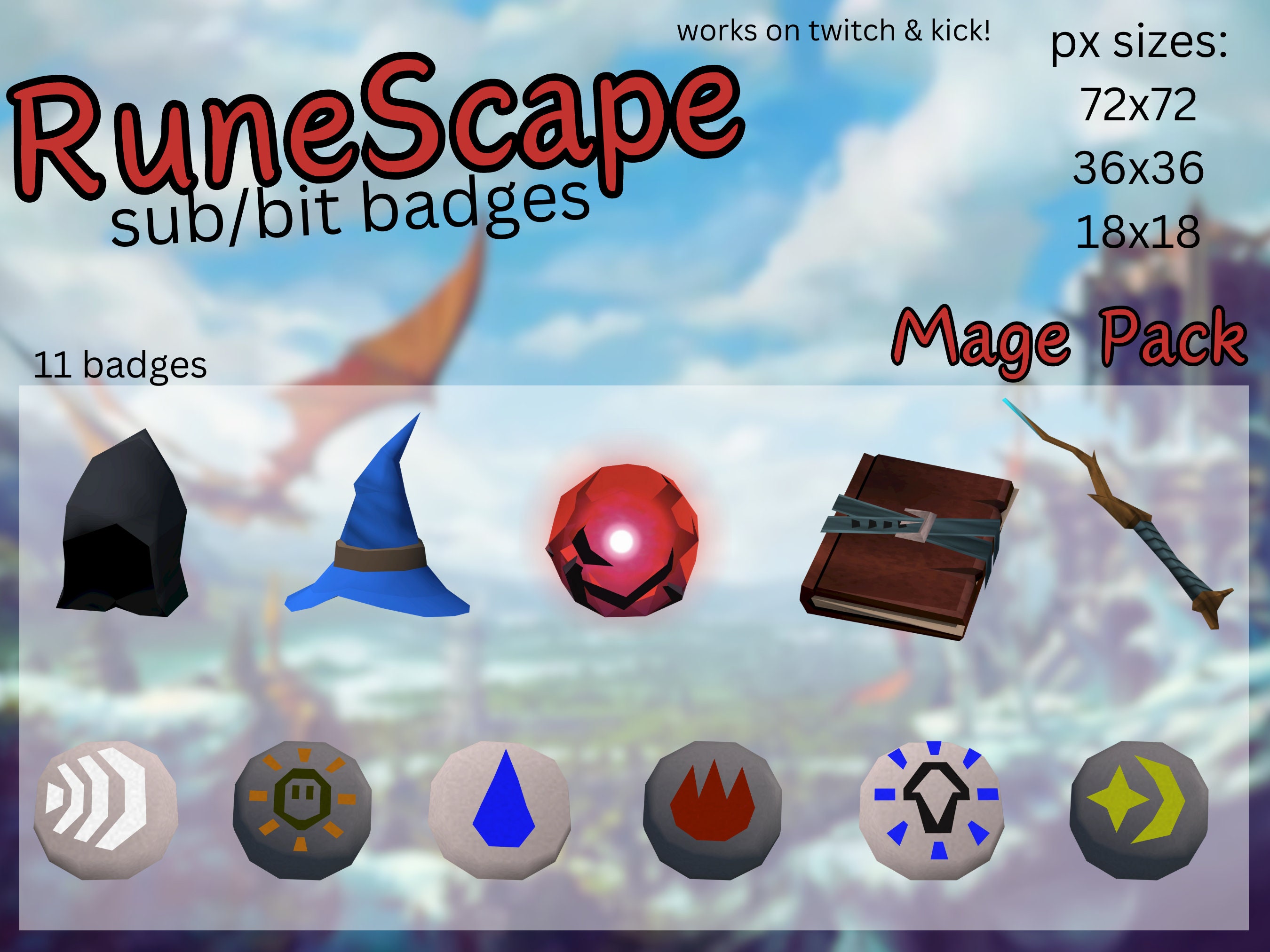 Runescape Mage Pack Sub/bit Badges for Twitch/kick - Etsy