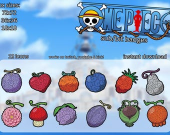 Cute O/P Devil Fruit Sub/Bit Badges for Twitch, Youtube & Kick!