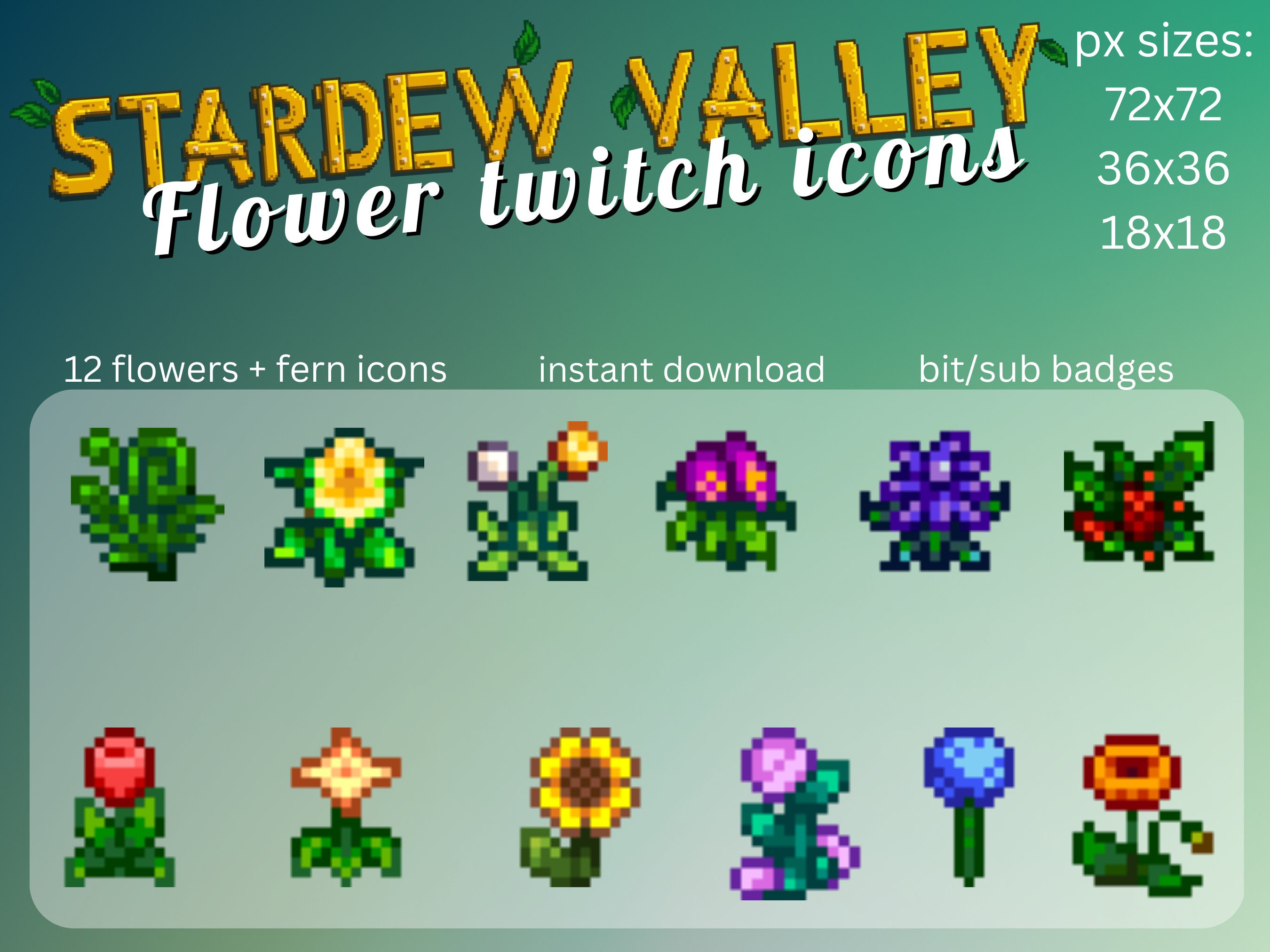 Stardew Valley Flower Twitch Sub/bit Badges Etsy