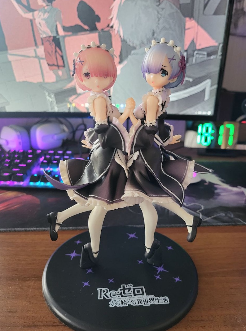Rem and Ram Twins Holding Hands Figure Etsy
