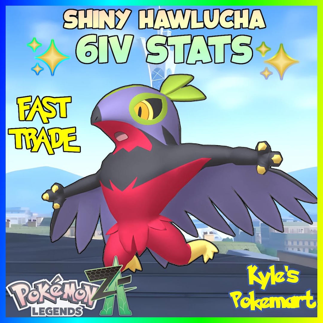 Shiny 6IV Hawlucha EV'D Pokemon Legends Z-A (pokemon Legends ZA ...