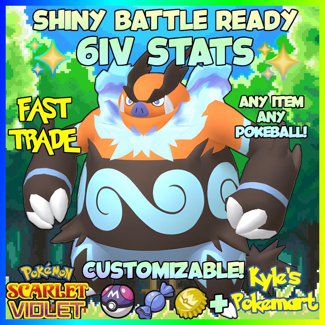 Shiny 6IV Emboar EV'D Pokemon Scarlet Violet SV Competitive Set Battle ...
