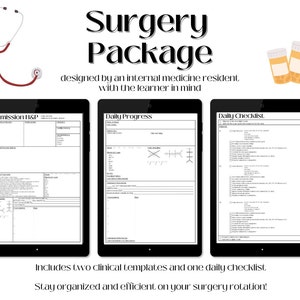 Chirurgische Klinische Vorlage: H&P, Fortschritt, Checkliste für ÄRZte und Medizin-/APP-Studenten