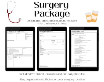 Chirurgische Klinische Vorlage: H&P, Fortschritt, Checkliste für ÄRZte und Medizin-/APP-Studenten