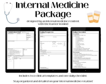 Internal Medicine Clinical Templates: H&P, SOAP, Checklist (Digital Download)