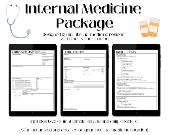 Internal Medicine Clinical Templates: H&P, SOAP, Checklist (Digital Download)