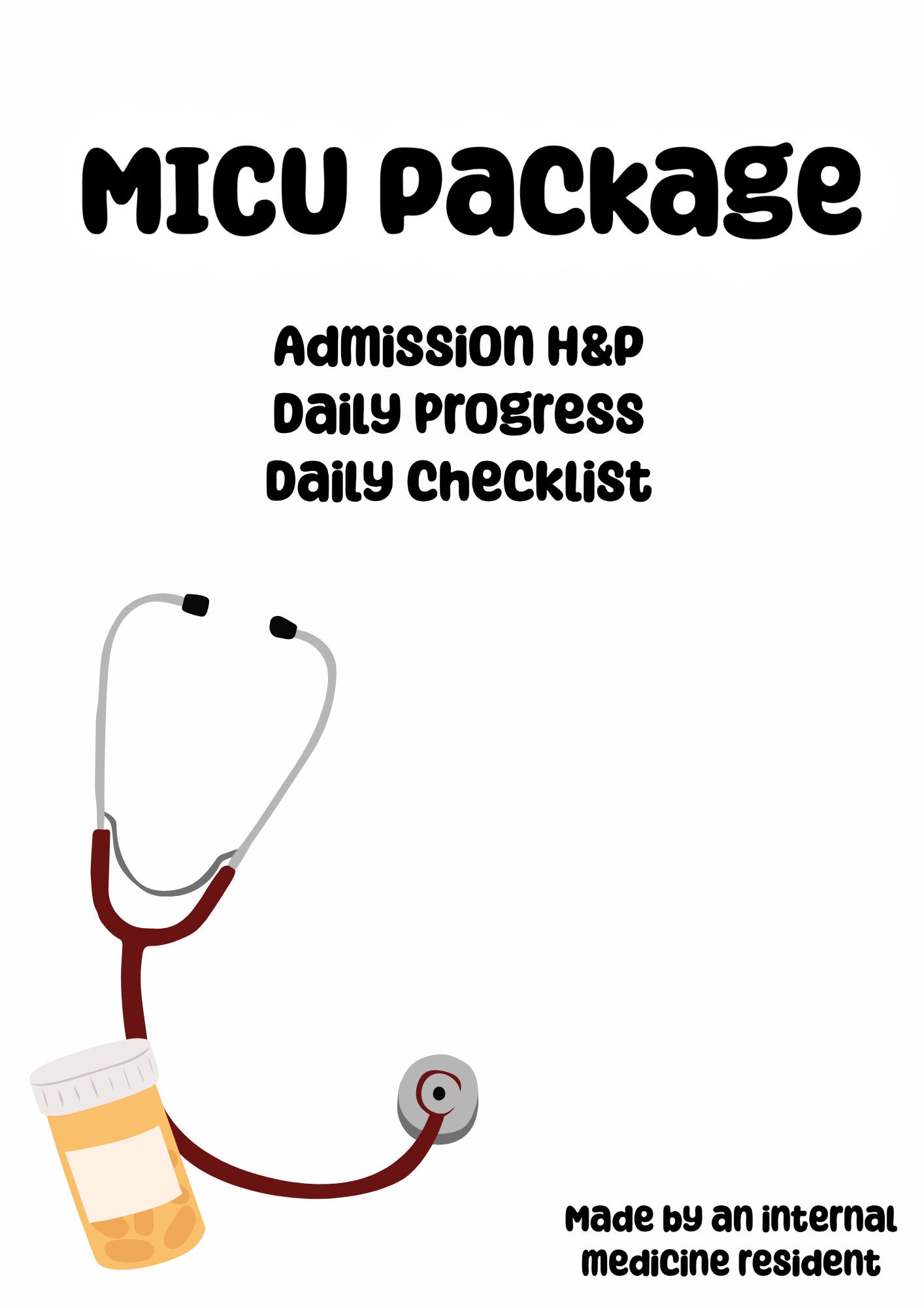 Medical ICU Clinical Templates: Admission H&P history and - Etsy