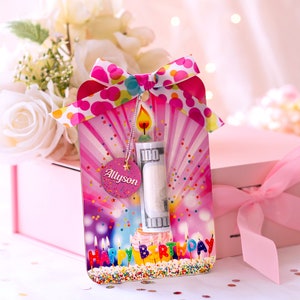 Personalisierter Geburtstag Geldkartenhalter, Geldhalter mit Name für Geschenk, Geldgeschenkhalter, Geldgeschenkideen, Geldgeschenkhalter