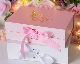 Empty gift box for women Custom box with name birthday gift box for 20 years old Personalized gift box for her Daughter gift box with bow