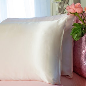 Silk Pillowcase with Suitable Sleep Mask for Anti-Aging Hair Care Gift for her Cream silk pillowcase Nature luxurious Gift for wife birthday