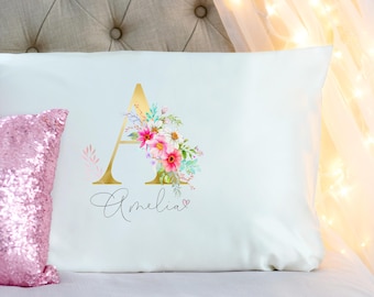 Custom satin pillowcase with name Personalized birthday gift for girls with monogram Creative personalized gift for teens