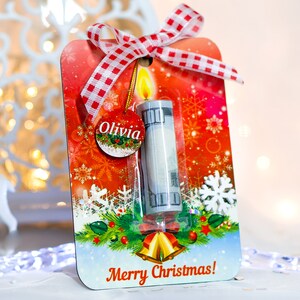 Bougie de Noël personnalisée en argent à offrir Porte-cartes de visite personnalisé pour enseignant Idées de cadeaux pour la famille Cadeaux de Noël en espèces