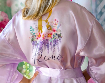 Monogram lilac robe for women’s spa gift personalized satin robe bridesmaid cute 21st birthday gift niece gift from aunt