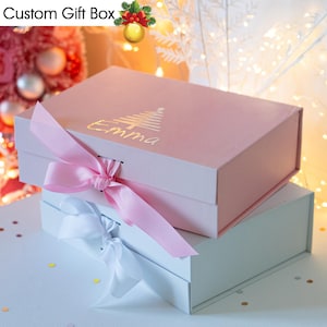 Christmas custom empty gift box with name for sister Elegant gift wrap with magnetic and ribbon gift box  Christmas Present for Her