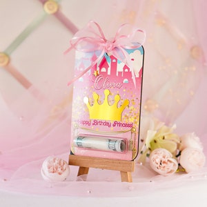 Felicitaciones de cumpleaños Regalo personalizado Sobres de efectivo Porta dinero personalizado para ella con corona de oro Tarjeta de feliz cumpleaños real Regalo para hermana