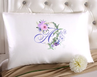 Satin monogram pillow cover for her custom pillow case creative personalized birthday gifts for teenage girl gifts with name for sister