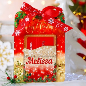 Porta-cartão de presente personalizado de Natal para família e porta-cartão de presente para professor, colega de trabalho, porta-cartão de presente de Natal, ideia de presente única