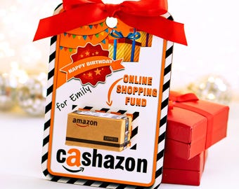 Birthday card money holder with mini Amazon Box for cash, DIY kit gift for Friend or Coworker