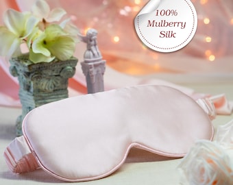 Silk eye mask for women, self care gift for sleep, sleepover gift, travel mask, mulberry silk blindfold, sleep tech gift for wife