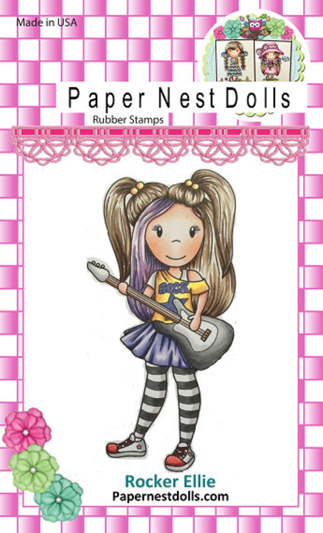 Stamp Set, Paper Nest Dolls, Rocker Ellie Rubber Stamp Set Etsy