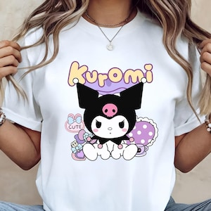 Kuromi Coquette T-shirt, Kawaii Hello Kitty Matchande Familjet-t-shirt, Semestervibbar, Magiska Tecknade Gåvor, Unisex Outfit, Present till Flickor bild 1