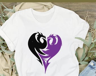 Descendants Mal Heart-Shaped Dragons DTF Transfer, Disney Valentines Day DTF, Disney Descendants Ready To Press, Disneyland Squad DTF Print