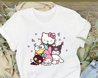 Hello Kitty Friends Love DTF Transfer, Lovely Girls Party DTF, Kitty Girls Ready To Press, Gift For Cat Person, Kawaii Kitty Direct To Film