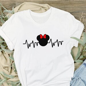 Disney Minnie Mouse Herzschlag T-Shirt, Disney Minnie Mouse Niedliches Shirt, Hübsches Disney T-Shirt, Disneyland T-Shirt, Mann Shirt T, Frauen Shirt