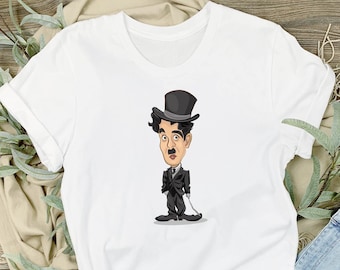Rolig Charlie Chaplin T-shirt, Charles Chaplin vektordesign, filmstjärna-tröja, kändis-t-shirt, herr-t-shirt, kvinna-t-shirt, komedi