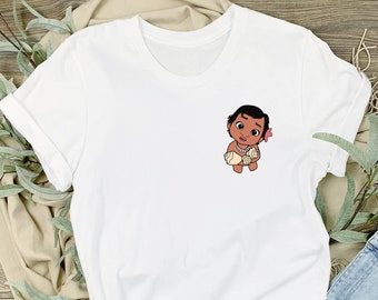 Cute Baby Moana T-Shirt, Disney Pocket Design Shirt, Pretty Moana T-Shirt, Disneyland Tees, Man Shirt T, Woman Shirt T, Holiday, Gift Outfit