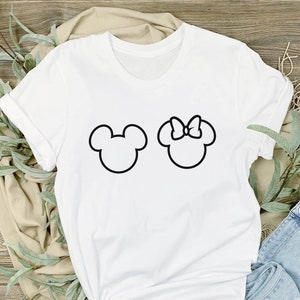 Disney Minnie und Micky Maus Silhouette T-Shirt, Disney Micky und Minnie Maus Süßes Shirt, ziemlich Disney Valentinstag T-Shirt, Disney