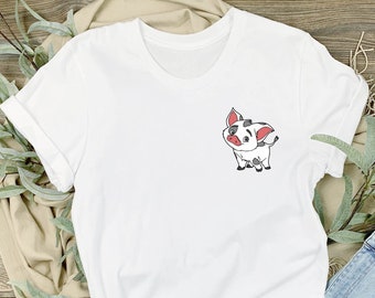 Camiseta Pretty Pua Moana, camiseta Disney Pua Moana, camiseta Pretty Pua, diseño de bolsillo de Disney, camisetas de Disneyland, camiseta de hombre, camiseta de mujer
