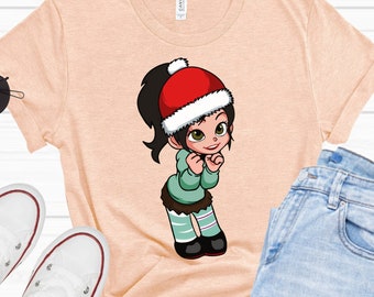 かわいいヴァネロペ・フォン・シュウィーツのクリスマス T シャツ、ディズニー レック・イット・ラルフ T シャツ、かわいいディズニー ヴァネロペ シャツ、ディズニーランド T シャツ、キッズ シャツ、ユニセックス T シャツ