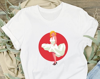 Pretty Marilyn Monroe Camiseta, Vector Marilyn Monroe Design Shirt, Movie Star T-Shirt, Celebrity Tee, Man Shirt Tee, Woman Shirt Tee