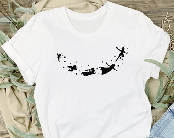 Cute Peter Pan Team T-Shirt, Disney Peter Pan Silhouette Shirt, Adorable Tinker Bell T-Shirt, Disneyland Tee, Kid Shirt Tee, Woman Shirt Tee