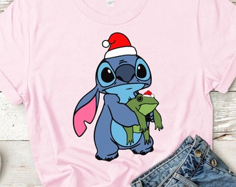 Linda camiseta navideña de Stitch, camisa de Disney Lilo & Stitch, encantadora camisa de Lilo y Stitch, camisetas de Disneyland, camiseta para niños, camiseta unisex
