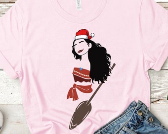 Cool Moana Silhouette Christmas T-Shirt, Disney Moana Christmas Shirt, Christmas Moana T-Shirt, Disneyland Tee, Kid T-Shirt, Unisex T-Shirts