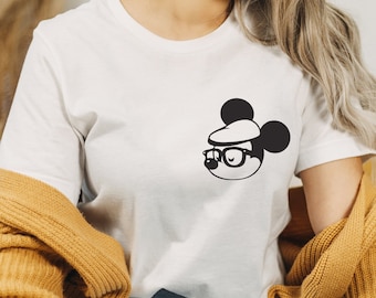 Grappige hippie Mickey Mouse T-shirt, Disney Mickey's World shirt, Disneyland outfit, Disneyland Pocket Tee Mickey shirt, Kid Tee, Unisex XL