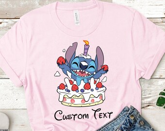 Lovely Stitch Birthday Custom T-Shirt, Disney Lilo and Stitch Shirt, Happy Birthday Outfit, Disneyland Family Crew Shirt, Kid Tee, Unisex XL