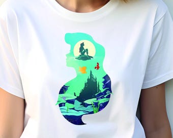 Ariel The Little Mermaid Silhouette T-Shirt, Disney Princess Shirt, Disneyland Matching Tee, Kid Outfit, Unisex Shirt, Magic Kingdom Paris